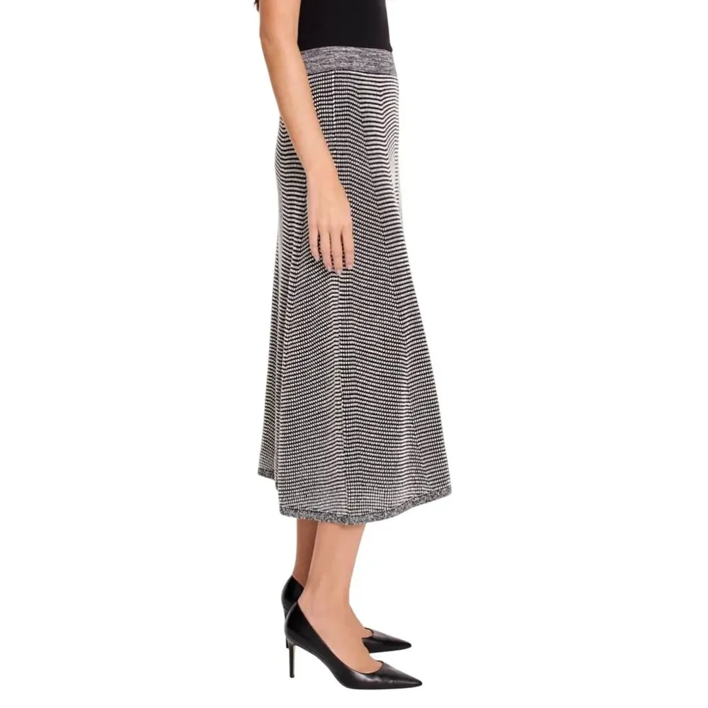 NIC+ZOE Pixel Knit Sweater Neutral Black White Midi Skirt Size XL
